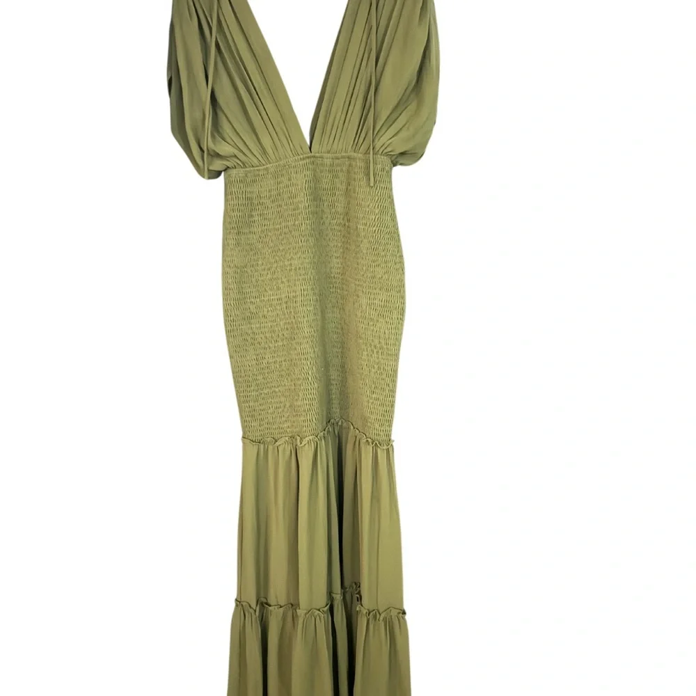 Fashion Nova Green Tiered Ruffled Maxi Dress - Picture 2 of 7